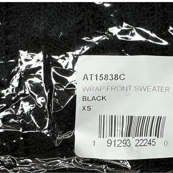 ASTR Pointelle Wrap Front Sweater in Black - Picture 8 of 8